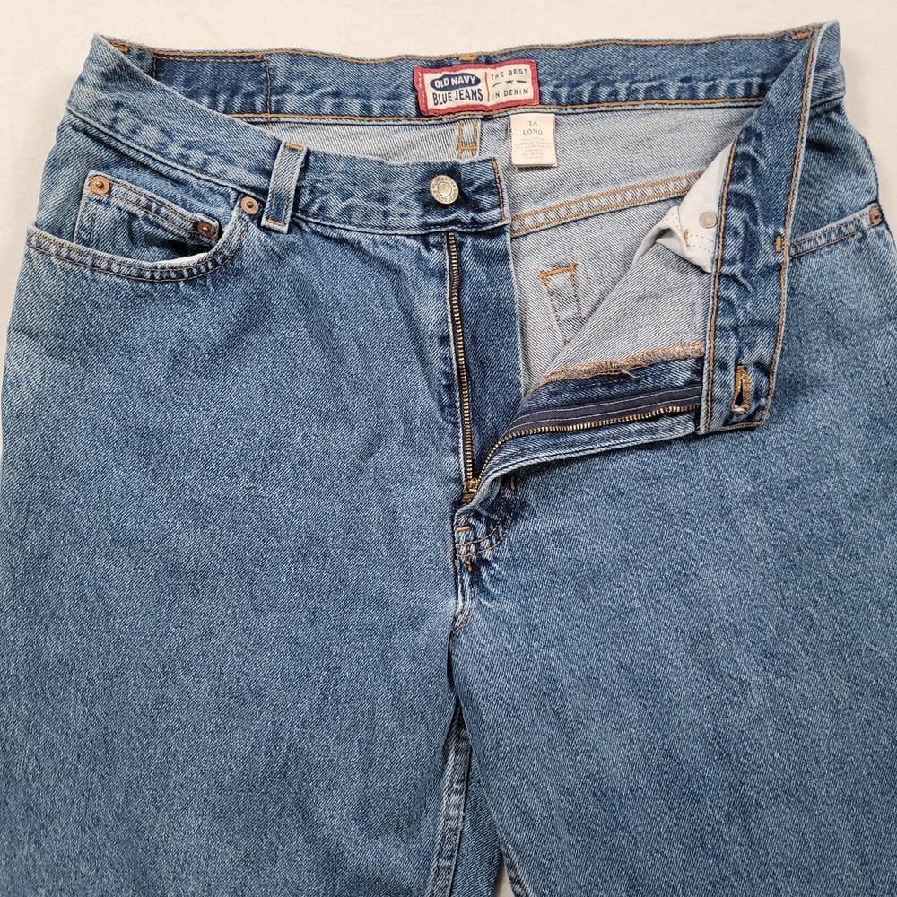 Y2K Old Navy Number 7 Jeans Womens 14 Long Med Wash Relaxed Fit‎